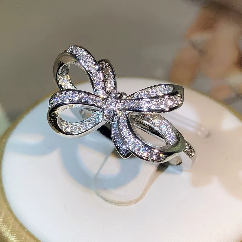Bague papillon en argent Sterling 925 pour femmes, anneau français exquis avec nœud, filet de célébr