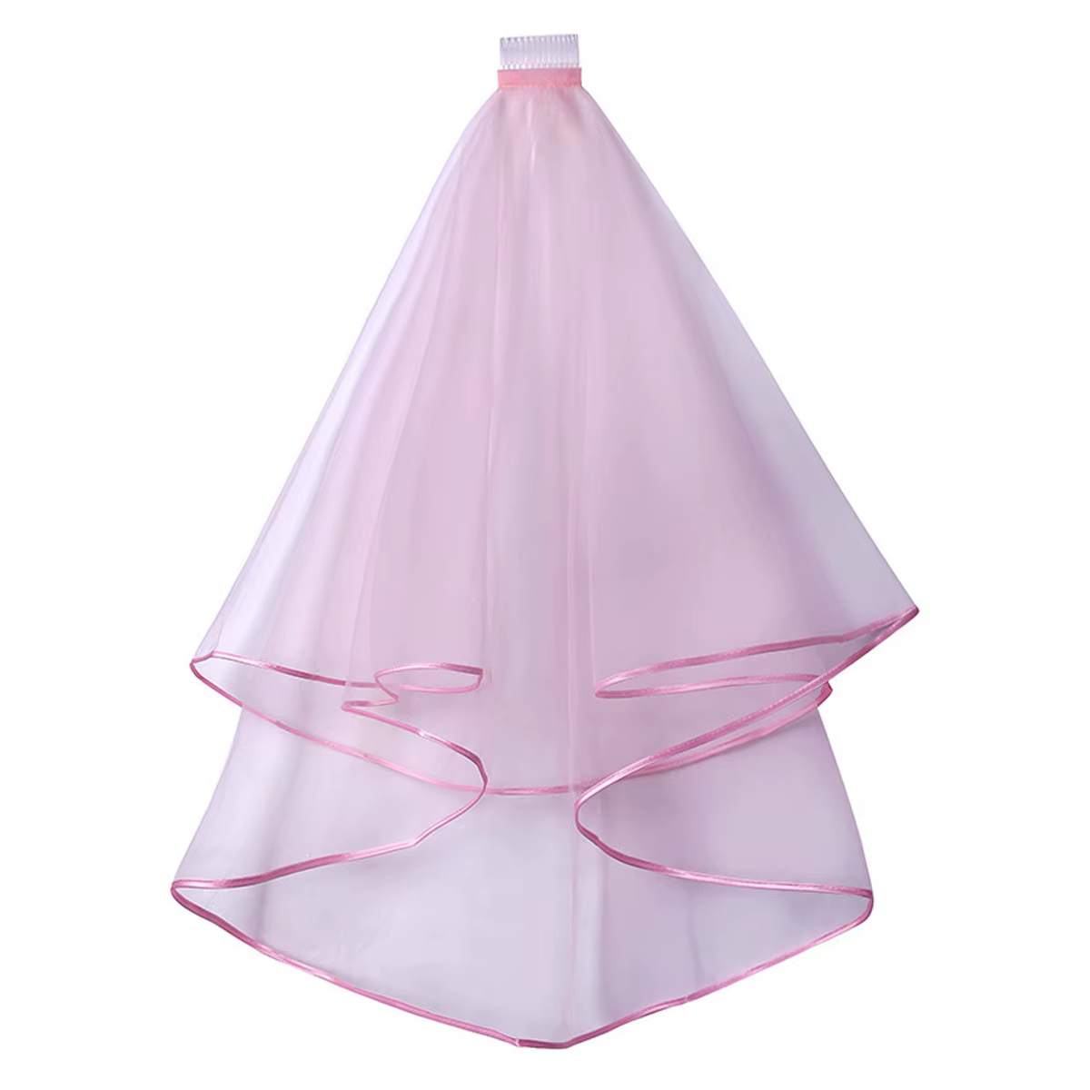 Voile de mariée gothique à bord de ruban pour femmes, accessoires à 2 niveaux avec peigne, accessoir