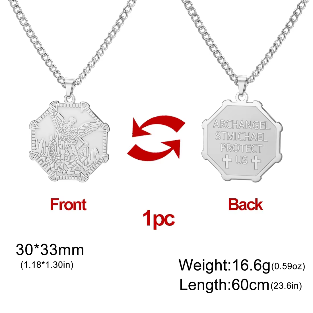 EUEAVAN archange St Michael colliers en acier inoxydable Protection occulte Talisman pendentif chaîn