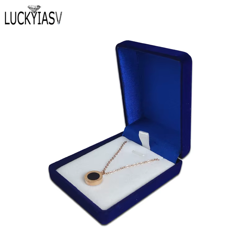 Emballage de rangement de chaîne de collier pendentif, boîte-cadeau douce noir bleu/rouge/coffret en