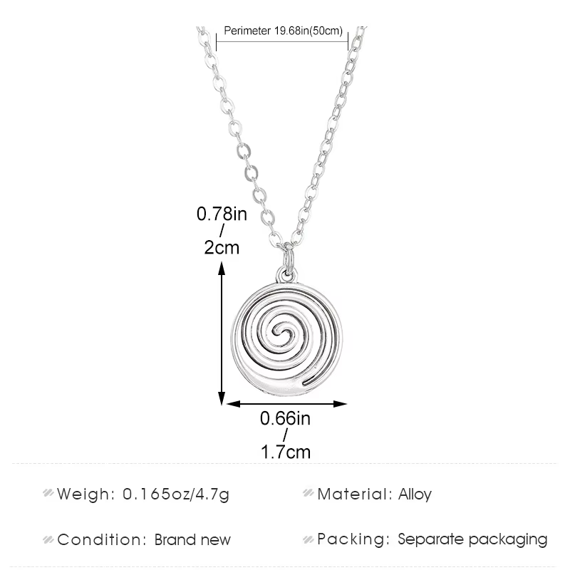 Collier en acier inoxydable pour femmes et filles, couleur or, spirale, rond, géométrique, creux, av