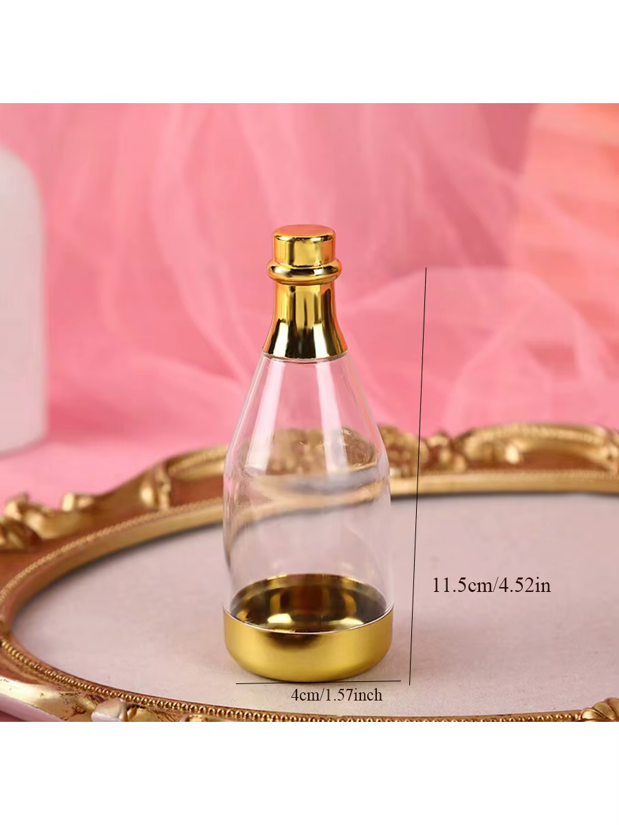 6 boîtes à bonbons miniatures en forme de bouteille de champagne dorée, contenants en plastique tran