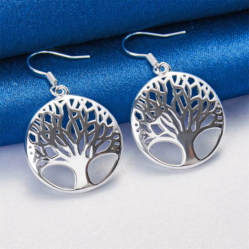 1 paire de boucles d'oreilles arbre exquises et simples en argent sterling 925, accessoires de mode 