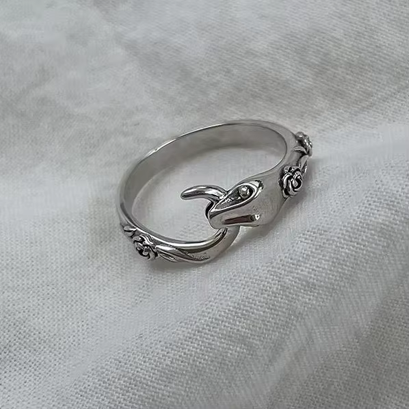 PONYKISS – bague serpent couleur argent pour femmes, bijoux animaux mignons, accessoires minimaliste