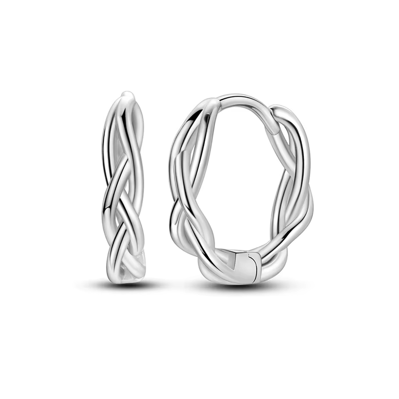 Boucles d'oreilles créoles originales en argent sterling 925, boucles d'oreilles tissées scintillant