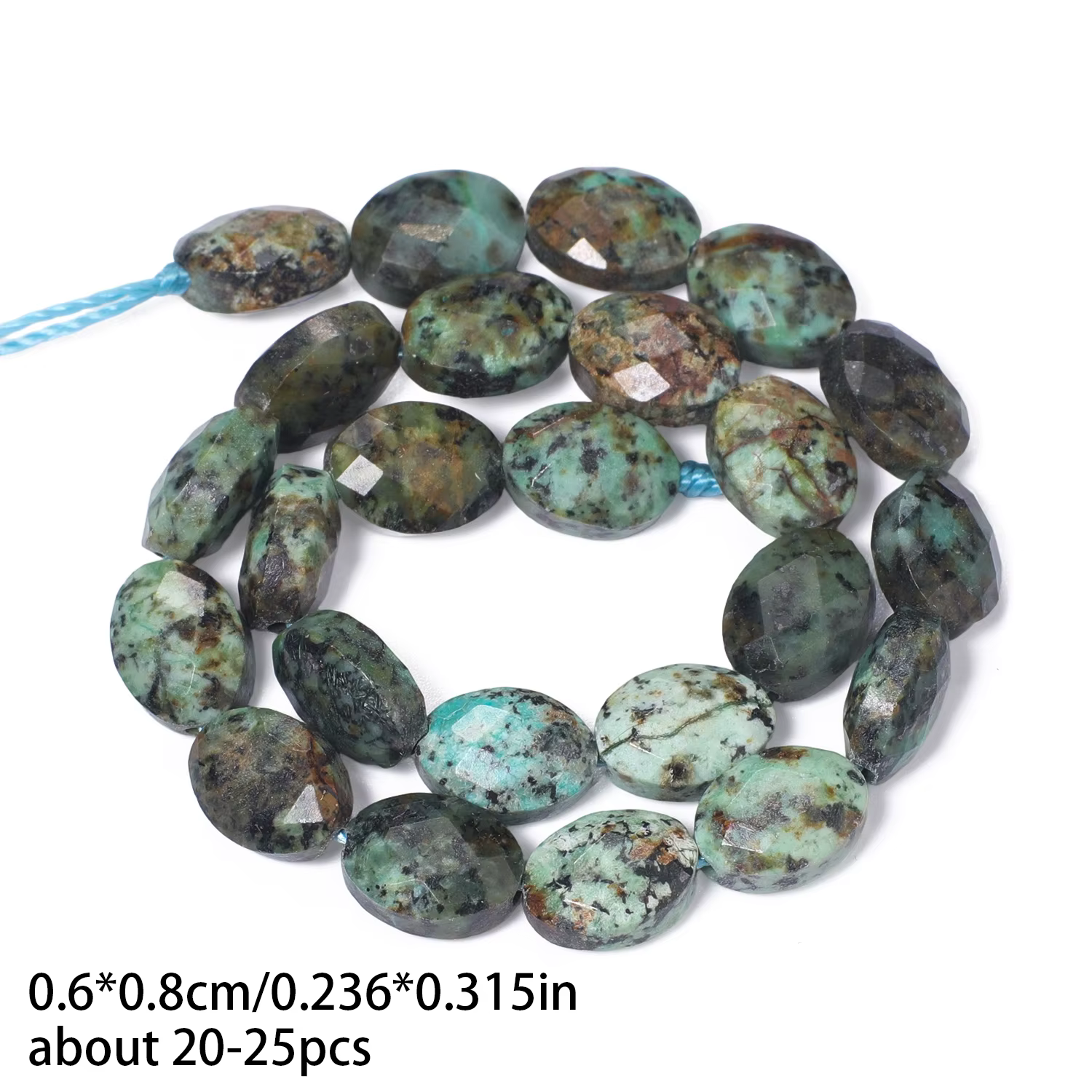 Perles en pierre de turquoise africaine naturelle, 6x8mm, forme ovale plate, facettées, pour la fabr