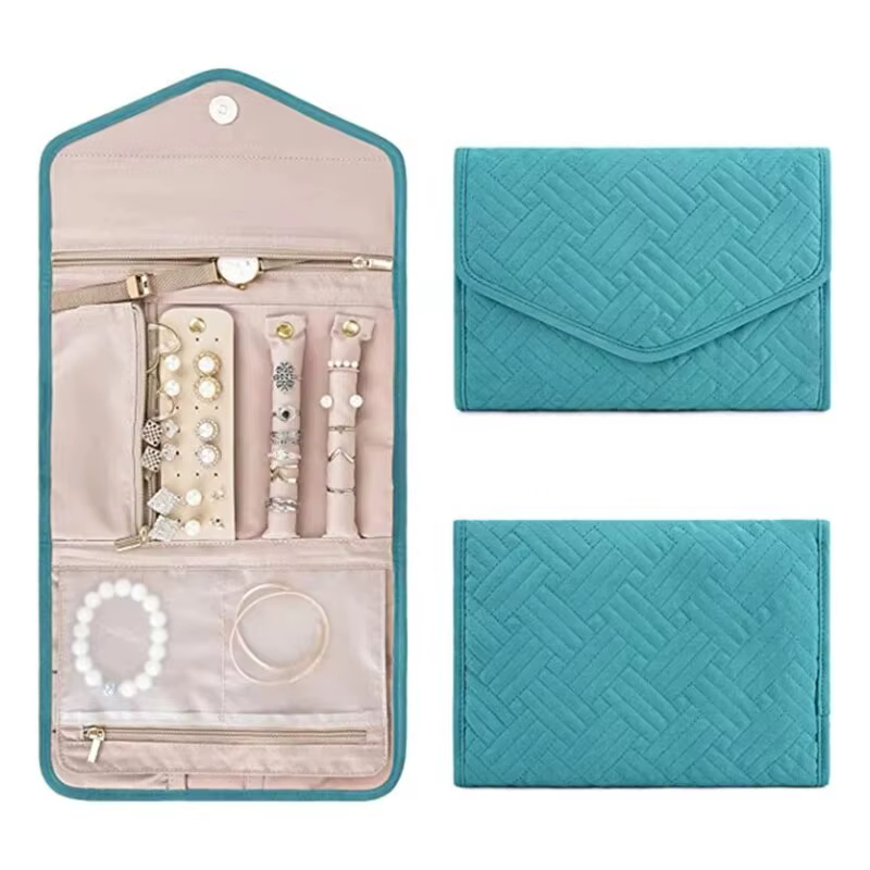 Sac à bijoux de voyage pliable et portable, pour colliers, boucles d'oreilles, bagues, organisateur 