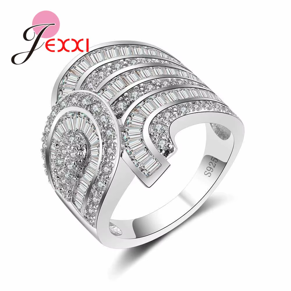 Bague géométrique de luxe pour femme, argent regardé 925, micro pavé 5A, cubique, bijoux féminins, n