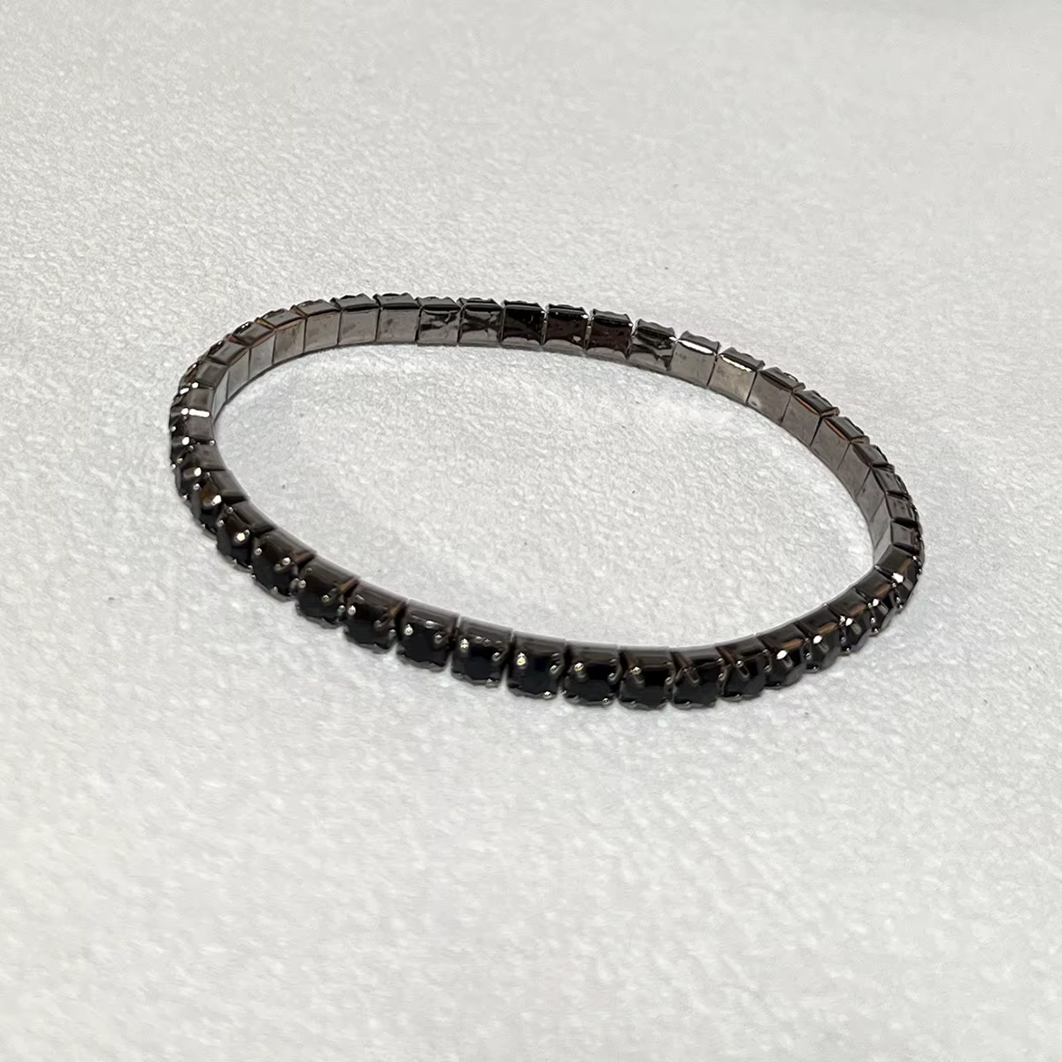 BLIJERY – Bracelets élastiques vintage en cristal noir pour femmes, bracelet extensible en strass, b
