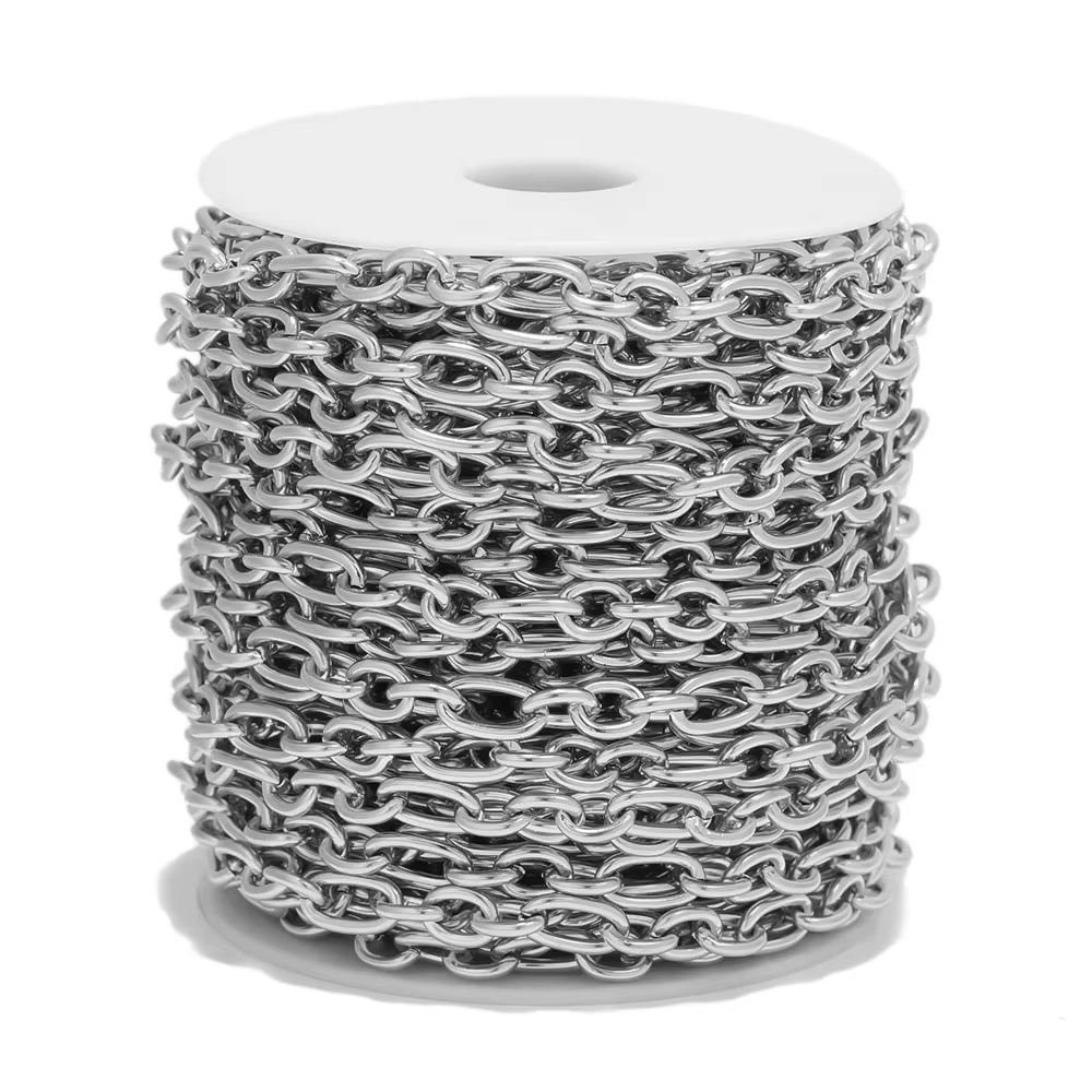 Chaînes croisées en acier inoxydable, 1 mètre, 3:1 en forme de O, Bracelets Hip-hop, colliers Punk, 