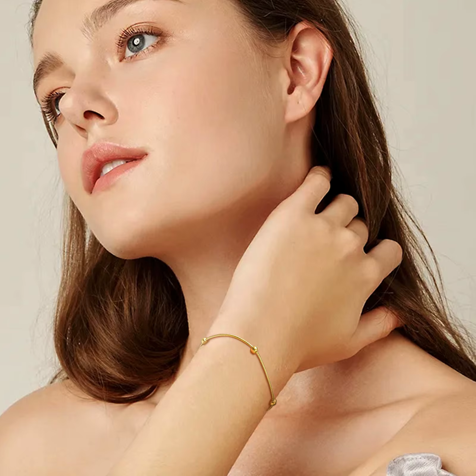 Ensemble de bijoux 2 pièces, collier chaîne en Satellite avec Bracelet, ras du cou à maillons boule 