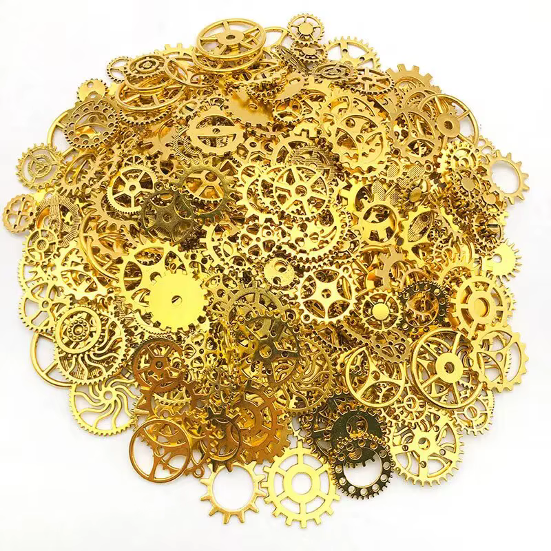 Pendentif à breloques en métal mécanique Steampunk, mélange de couleurs aléatoires, environ 50g, pou