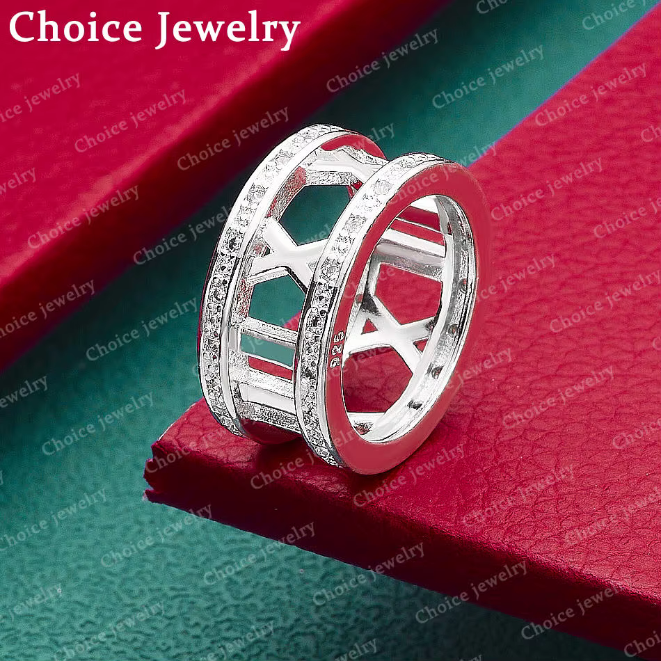 Bague en argent Sterling 925 avec chiffres romains en Zircon pour femmes, bijoux à la mode, Vintage,