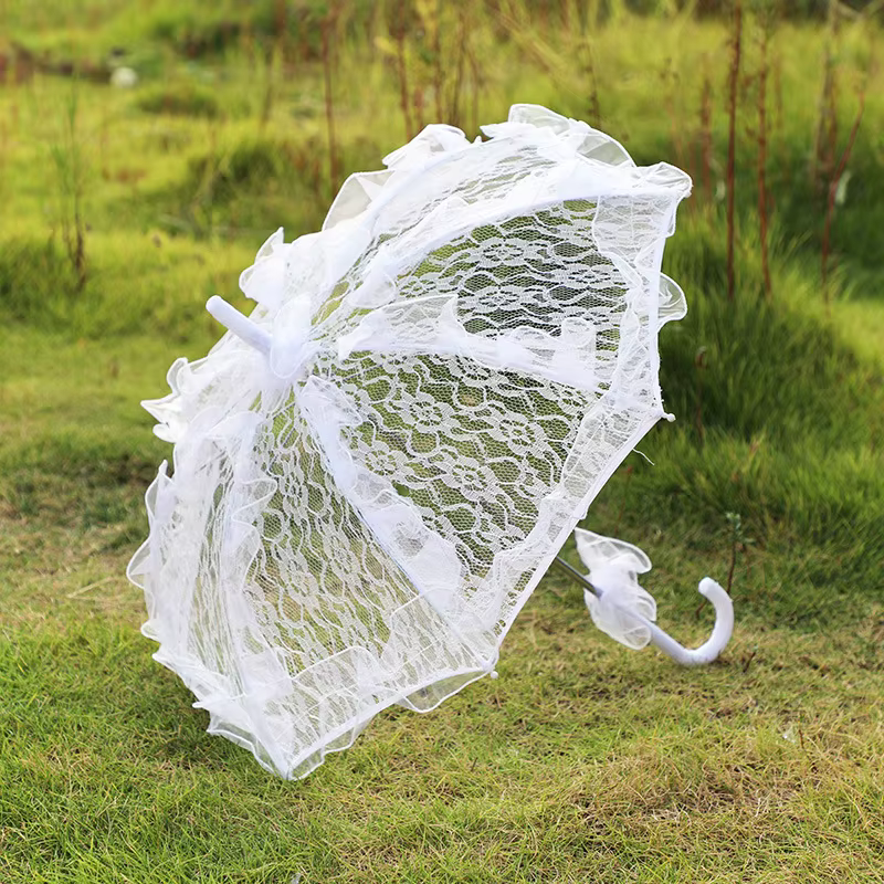 Parapluie de mariage élégant en dentelle blanche, pare-soleil de mariage, accessoires Photo de fête,