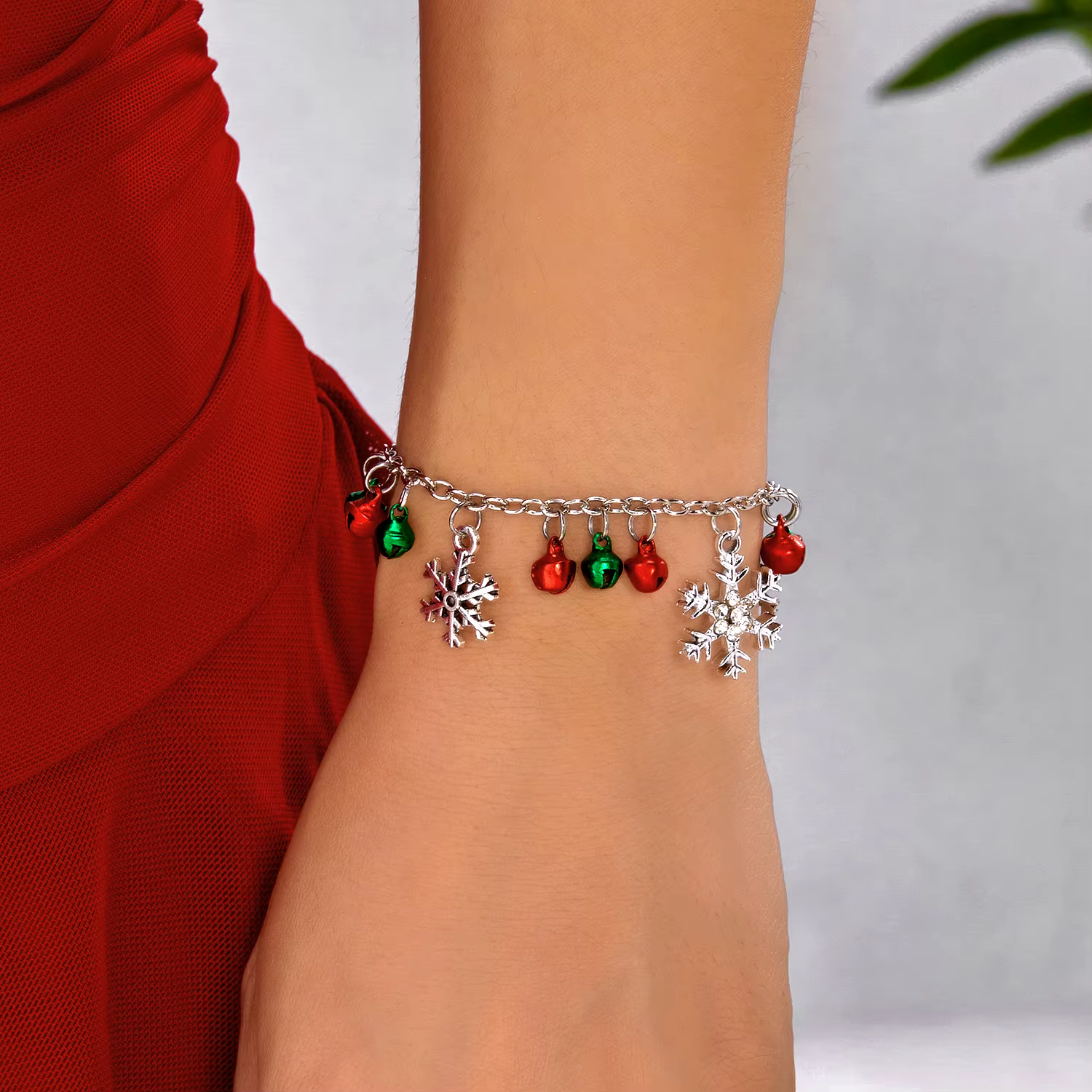 Bracelet pendentif cloche flocon de neige à paillettes de noël pour femmes, collier en strass, bijou