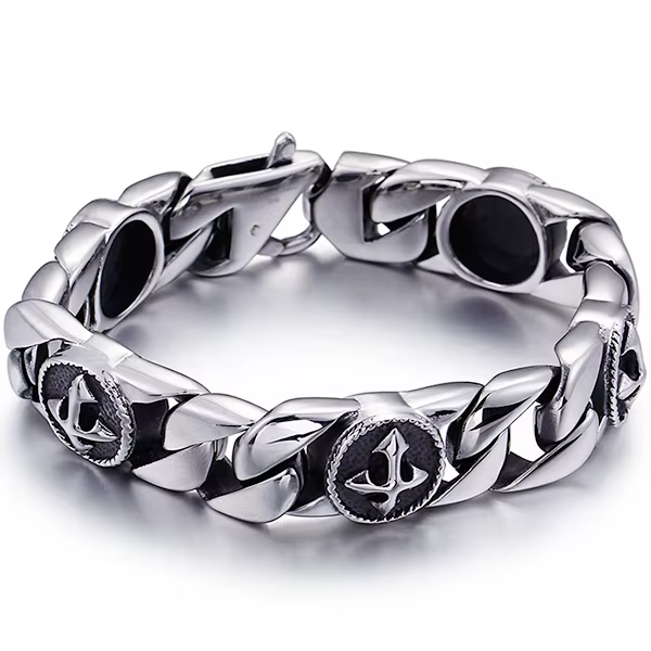 Bracelet Croix Religieuse pour Homme, Bracelets et Joncs Rétro en Acier Inoxydable pour Hommes, Bijo