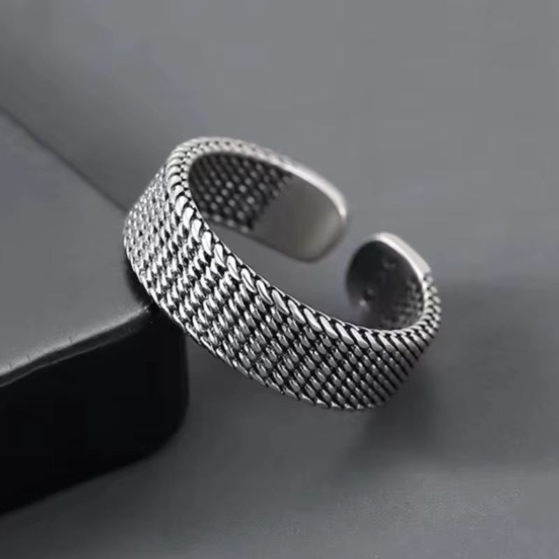 Bague à ligne géométrique pour hommes, bande réglable ouverte minimaliste, bijoux à la mode couleur 