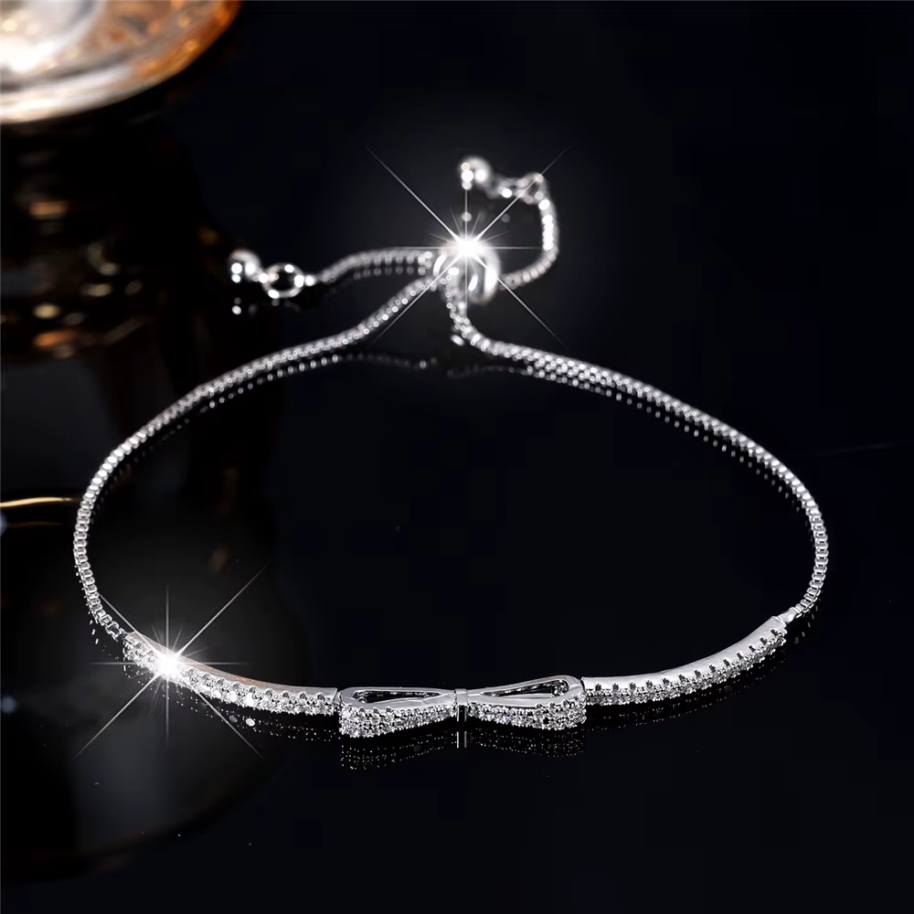 Bracelet à Breloques Blanc avec Nministériels d Papillon pour Femme, Bijou Ajustable en Argent, Idéa