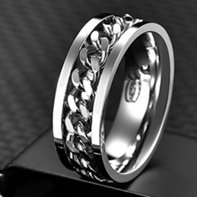 Bague rotative en acier inoxydable pour hommes et femmes, chaîne Spinner de haute qualité, Punk, bij