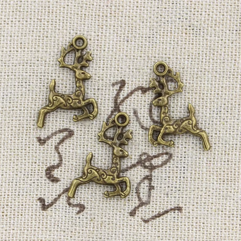 Breloques de Noël en Forme de Cerf Sika, Bronze Antique, Argent, Bijoux Tibétains Faits à la Main, 2
