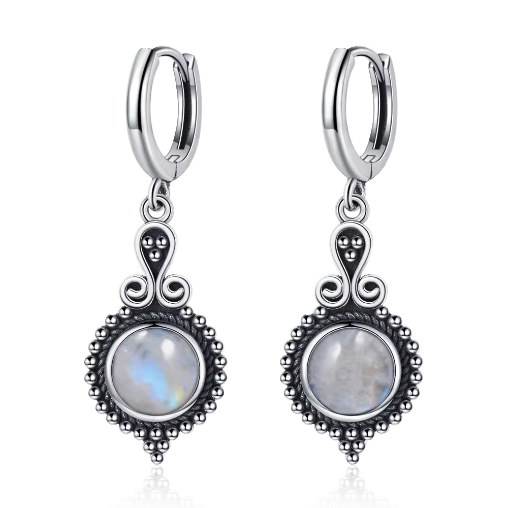 Boucles d'oreilles élégantes en argent Kyanite naturelle pour femmes, bijoux Vintage, cerceau de fia
