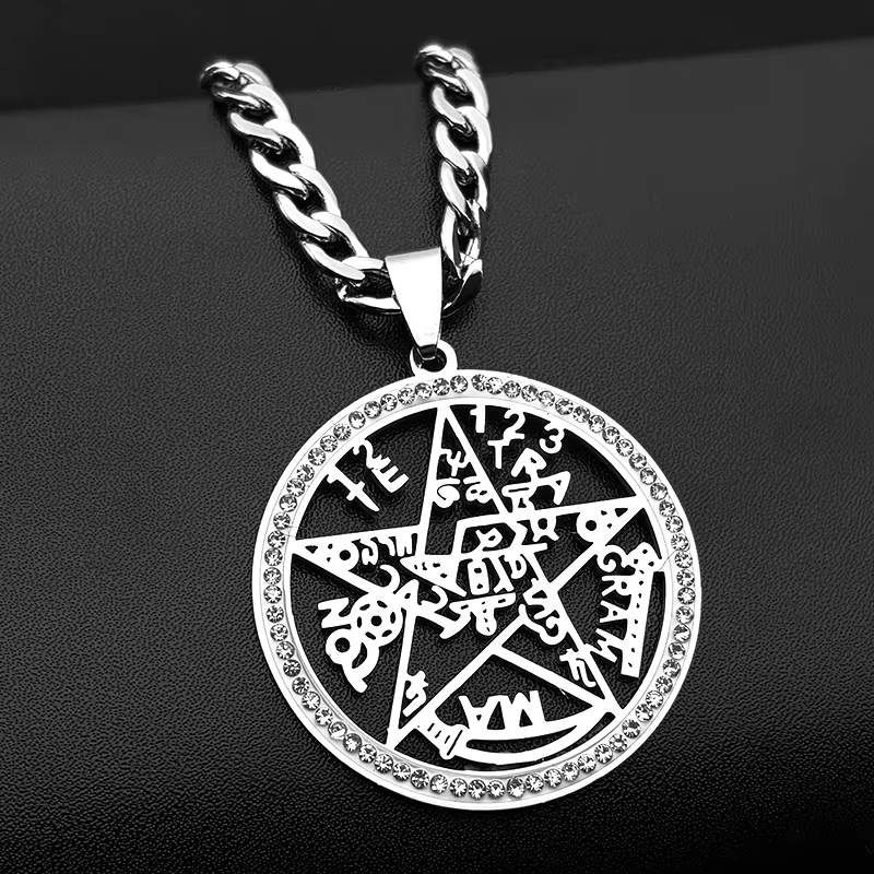 Sorcellerie Tetragrammaton pentagramme collier étoile longue collier en acier inoxydable bijoux esot