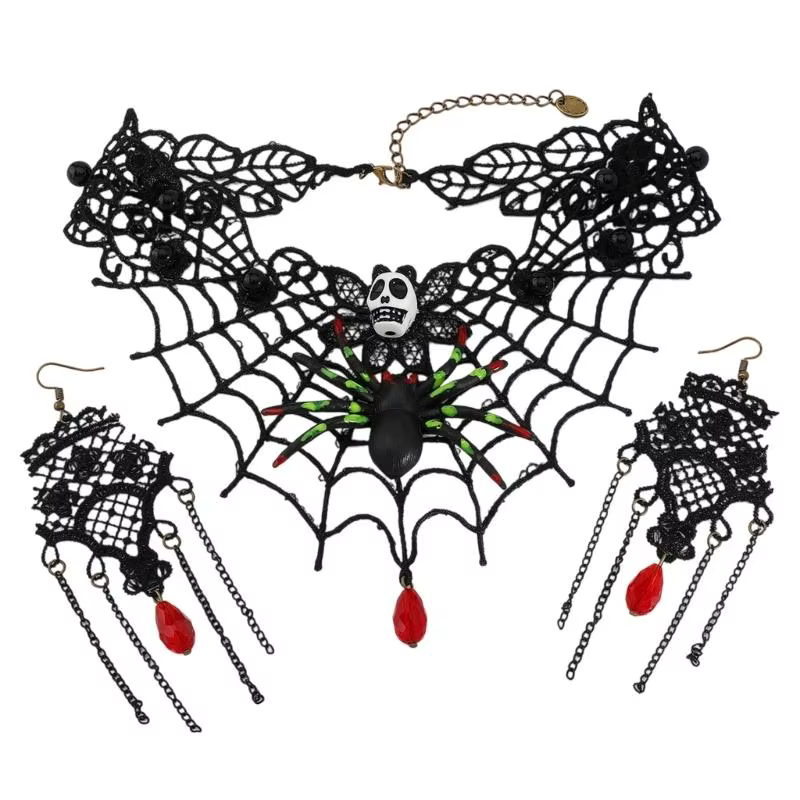 39bd Femmes Gothic Statement Bijoux Ensemble Collier cou lace