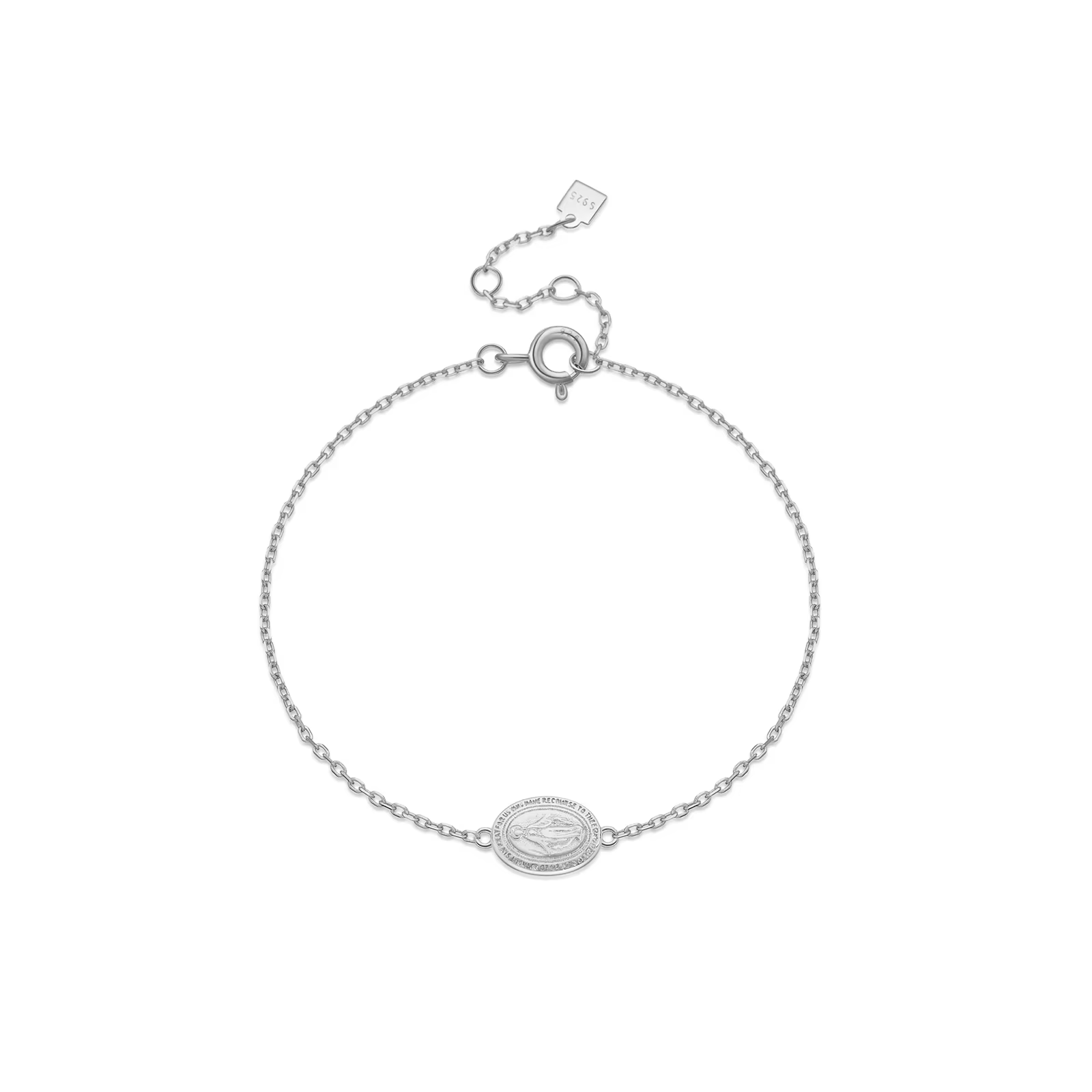 ANDYWEN Bracelet à breloques ovale en argent 925, bijoux minimalistes gravés pour femmes, cadeau emp