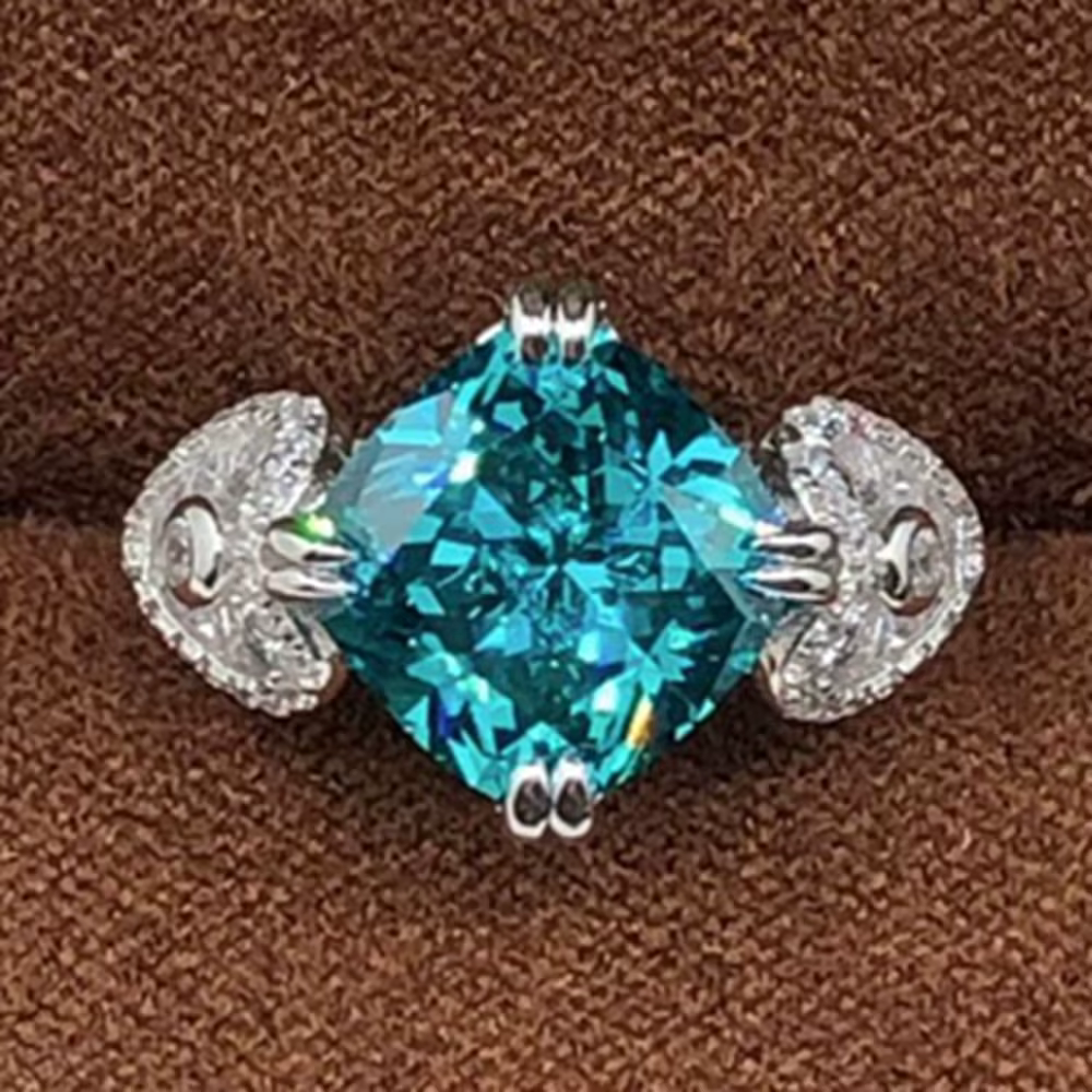 Wong Rain – bague de cocktail en argent Sterling 925 scintillant, tourmaline Paraiba, diamants à hau