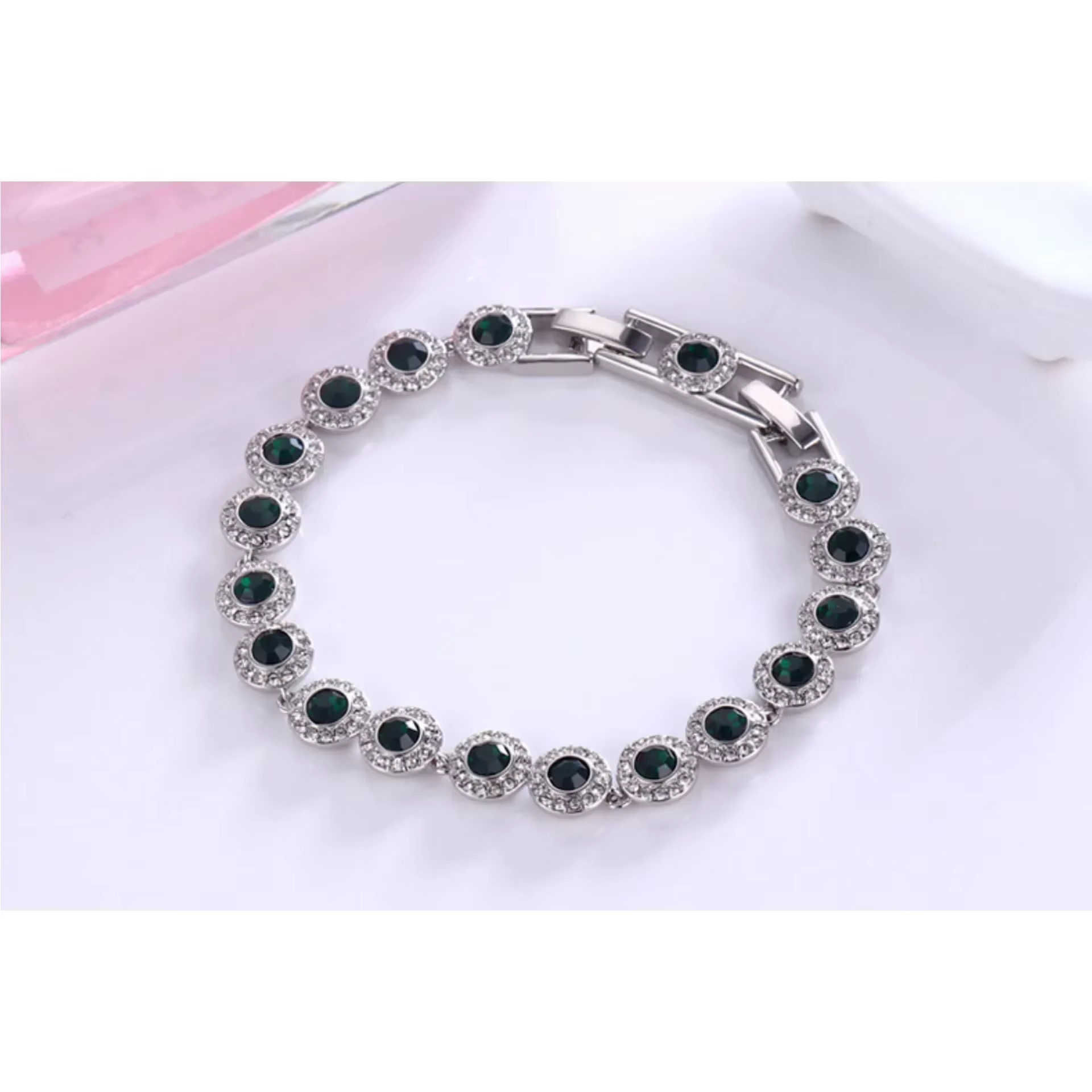 Ensemble de bijoux ronds en cristal, goutte d'eau, haute, à la mode, éblouissant, Bracelet, boucle d