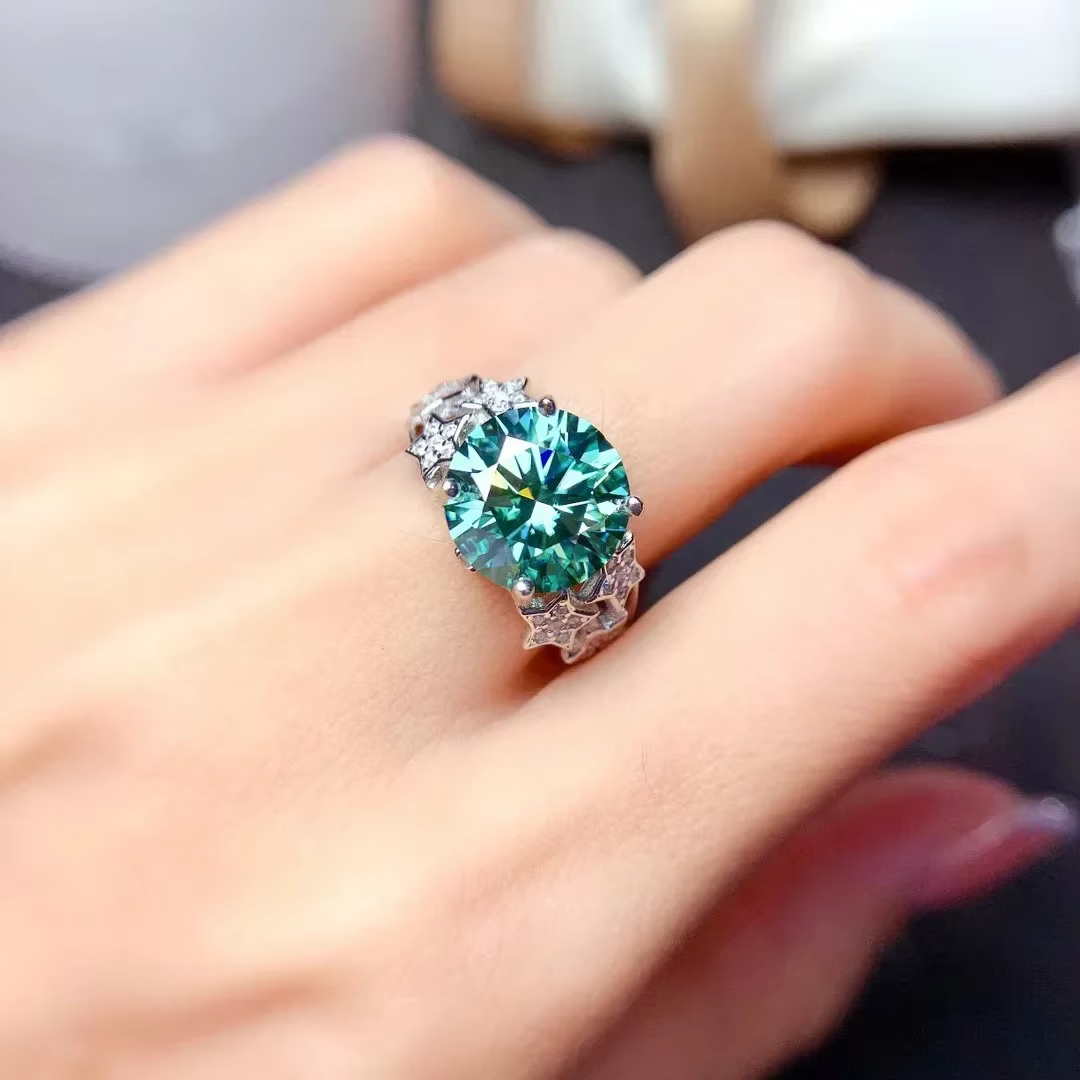 Bague en argent regardé 925 gypsophile pour femme, bague en diamant à haute teneur en carbone, bijou