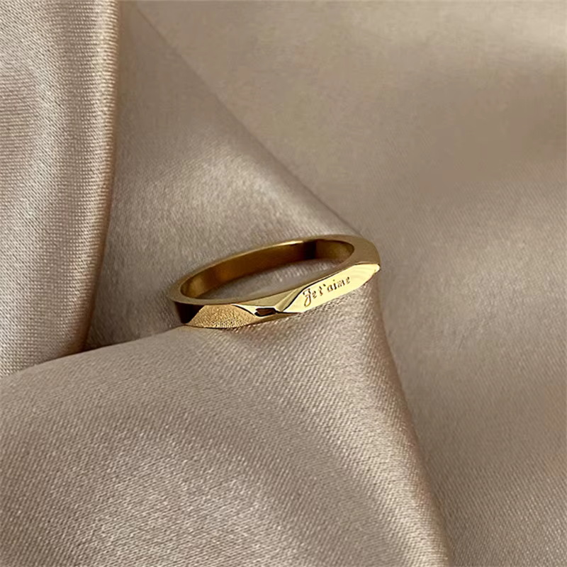 JETAIME-Bagues Love You Word en acier au titane, bijoux de couple, accessoires de personnalité, fran