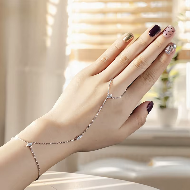 Smyoue 3*6mm Marquise coupe Moissanite Bracelets pour femme chaîne réglable 3 pierres précieuses 100