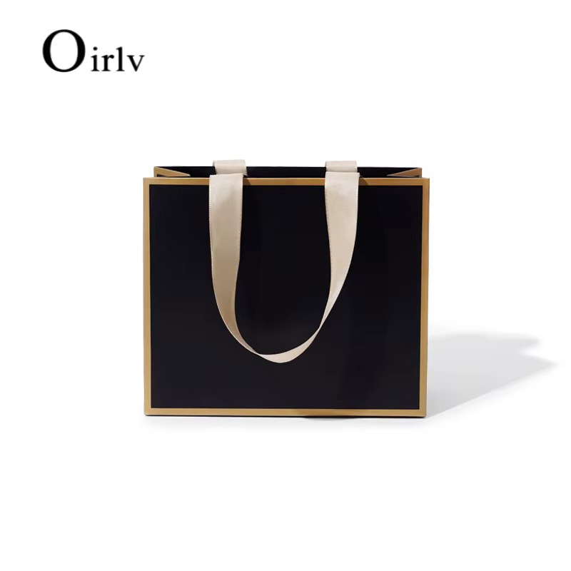 Sac cadeau noir Oirlv, sac cadeau en papier, sac d'emballage pour bijoux, sac de transport, impressi