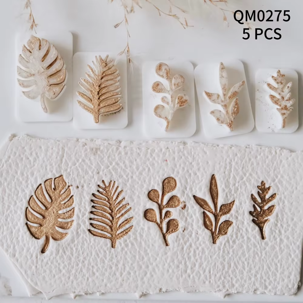 Kit de fabrication de bijoux, timbres feuilles de plantes, moules en argile polymère, poterie en cér