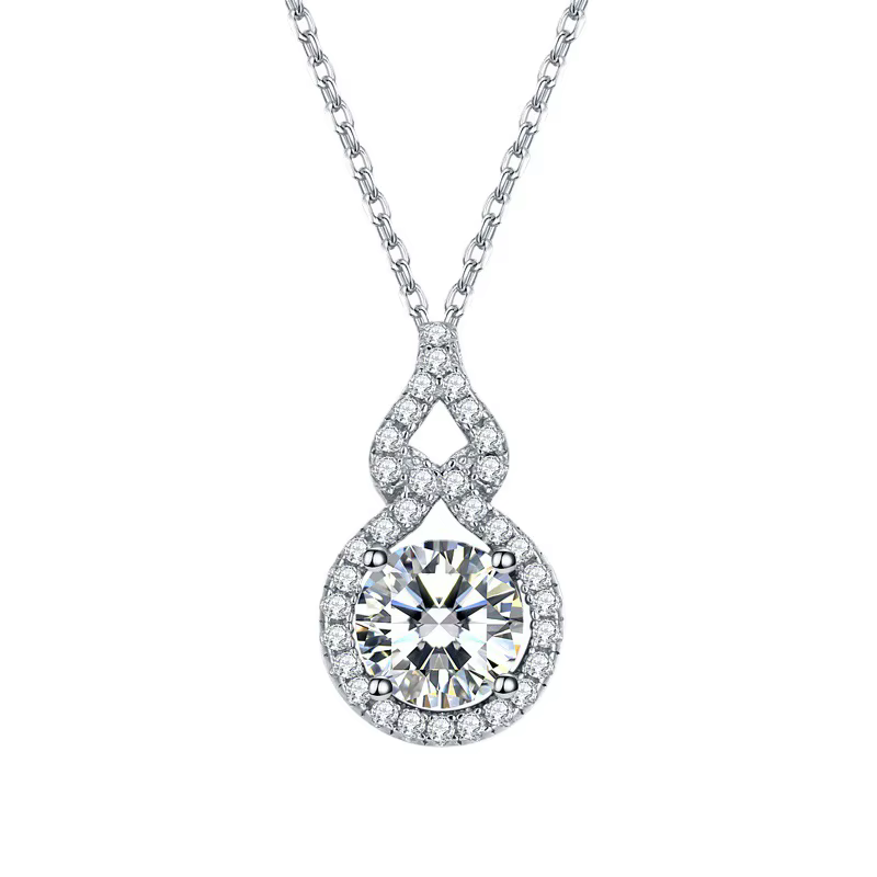OXTAO – collier avec pendentif Infinity en Moissanite couleur D pour femmes, en argent Sterling 925 