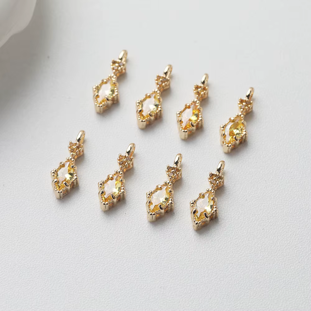 Dainty Diamond Zcompresses-Breloques en laiton plaqué or 14 carats pour bijoux, accessoires de brico