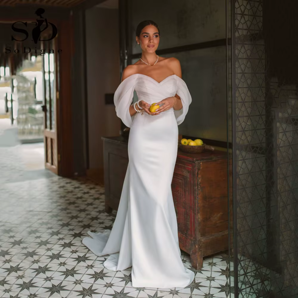 SoDigne-Robe de Soirée de Mariage en Satin pour Femme, Tenue Sirène Plissée, Tout Personnalisé, Été 