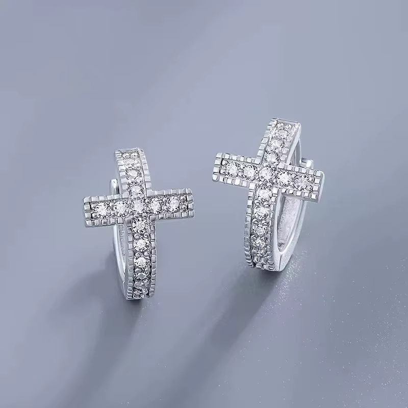 Huitan – boucles d'oreilles circulaires croisées délicates pour femmes/hommes, bijoux quotidiens uni