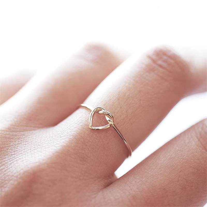 Bague en forme de cœur rempli d'or 14K, style Boho, bijoux en or, bague bohème empilable minimaliste