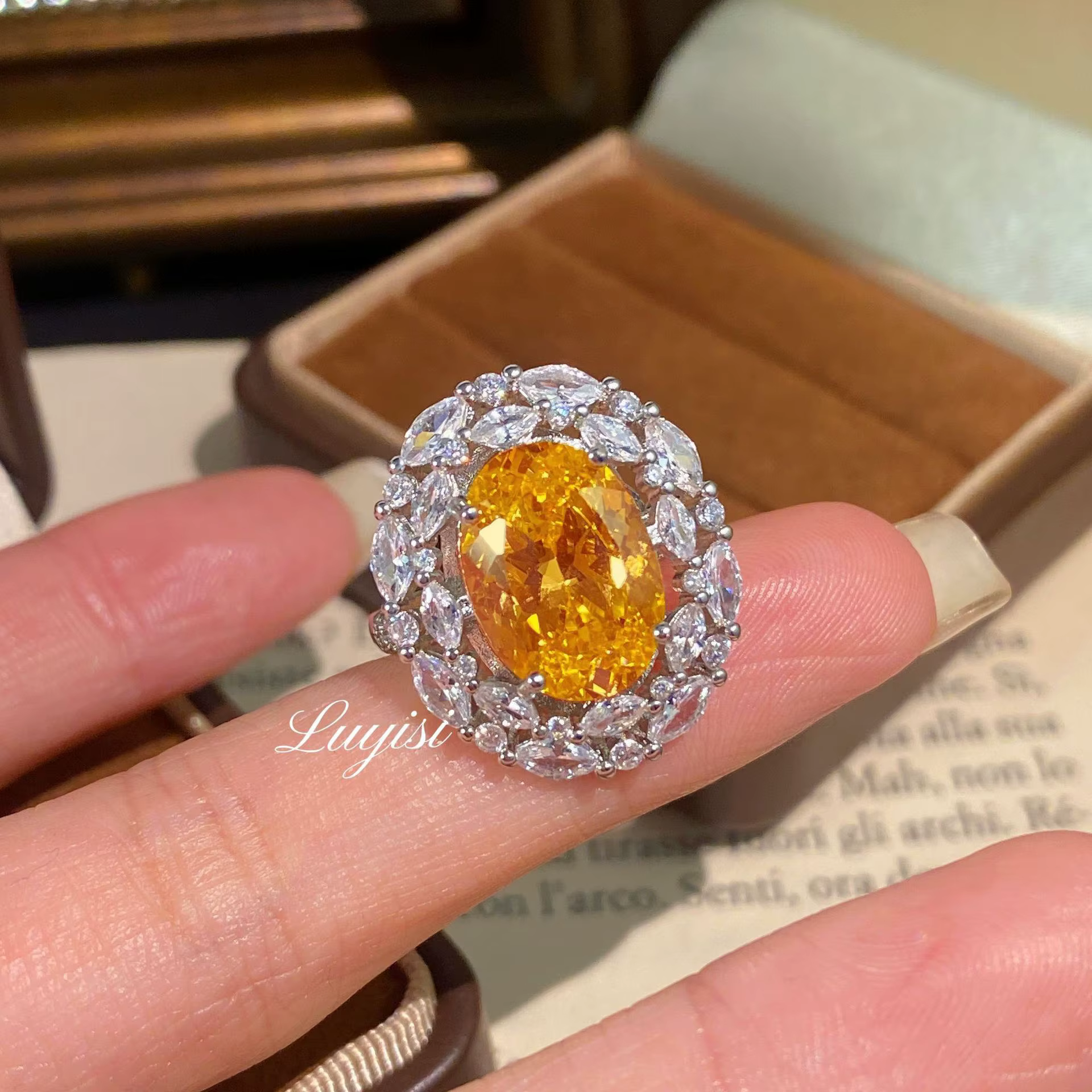 Nouvelle bague FIRERING 2026 en argent 925 avec diamant jaune haute teneur en carbone, cadeau de bij