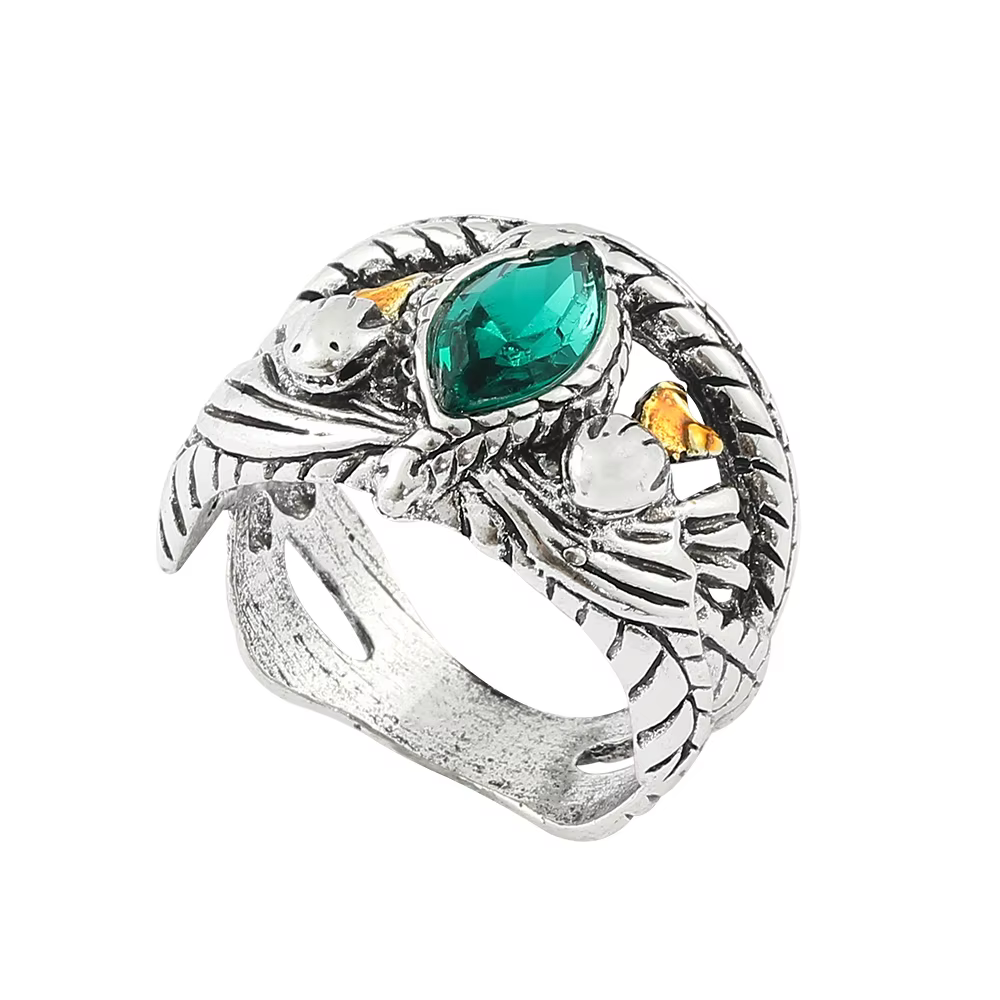 Bague du Seigneur de Barahir Aragorn Gondor Anneaux en cristal vert