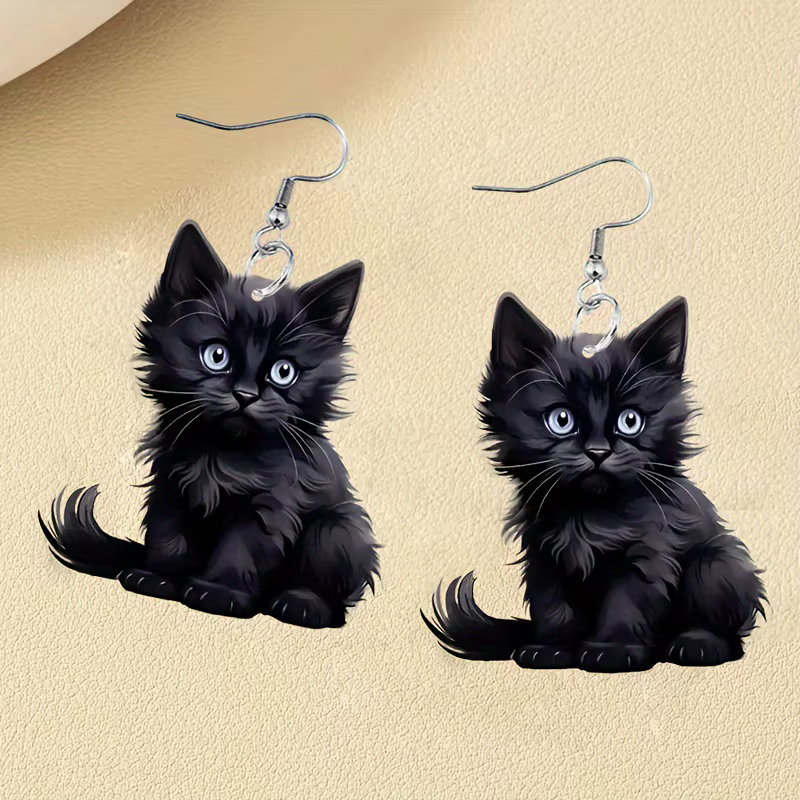 Y2K – boucles d'oreilles pendantes en forme de chat noir pour femmes, Niche en acrylique, accessoire