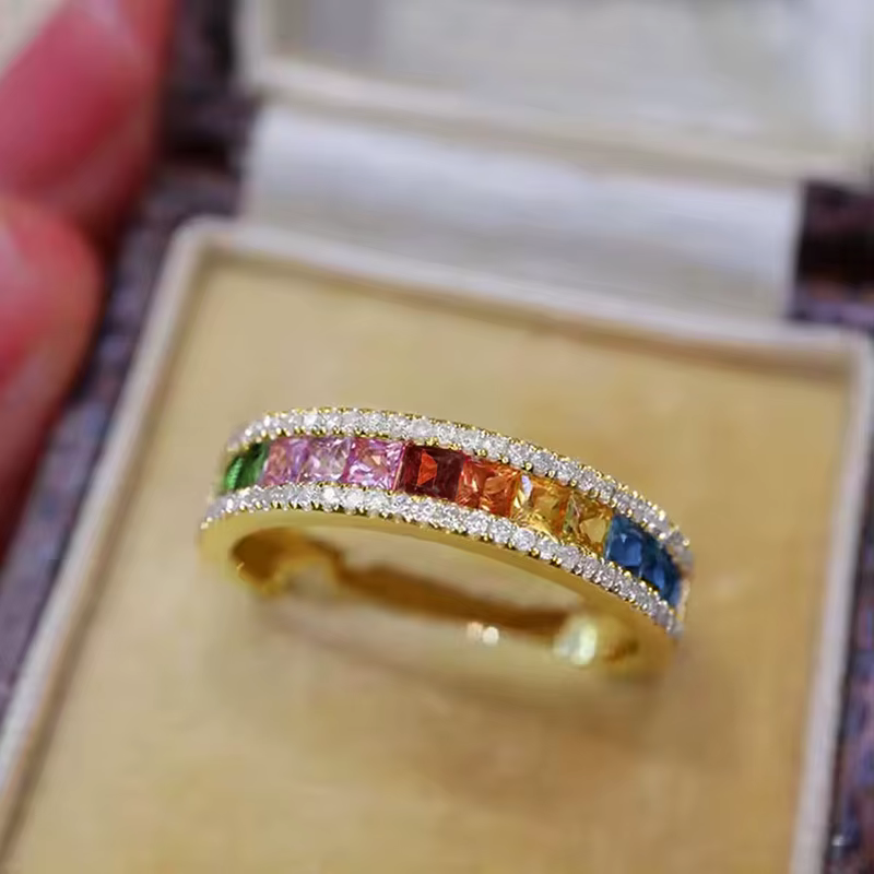 Huitan – bague tendance pour femmes, accessoires de fiançailles avec zircone carrée multicolore, bij