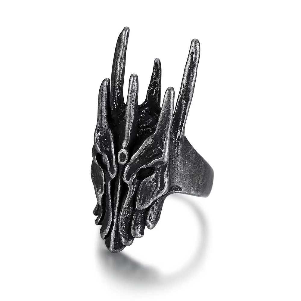 Bague Vintage noir loup de Sauron pour hommes et femmes, en acier inoxydable 316L, Punk gothique, Dr