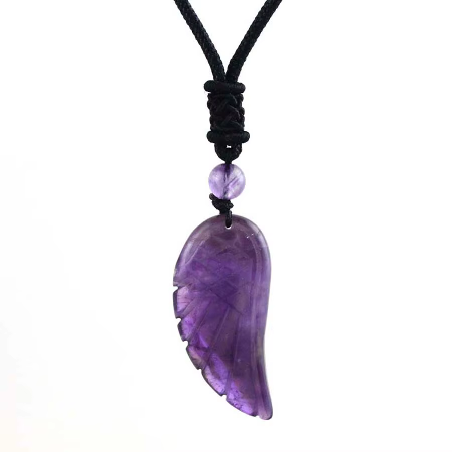 Fluorite cristal ailes d'ange pierre pendentif collier pour femmes améthyste naturelle Rose Quartz L