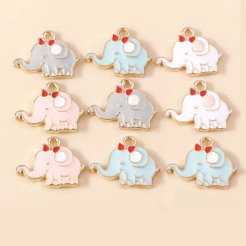 Leslie 10 pièces émail éléphant breloques pendentifs pour Bracelets boucles d'oreilles résultats de 