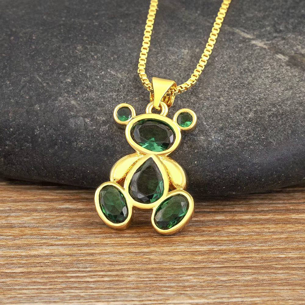 AIBEF ours mignon 6 couleurs pendentif en cristal femmes collier mode coréenne bijoux exquis fille f