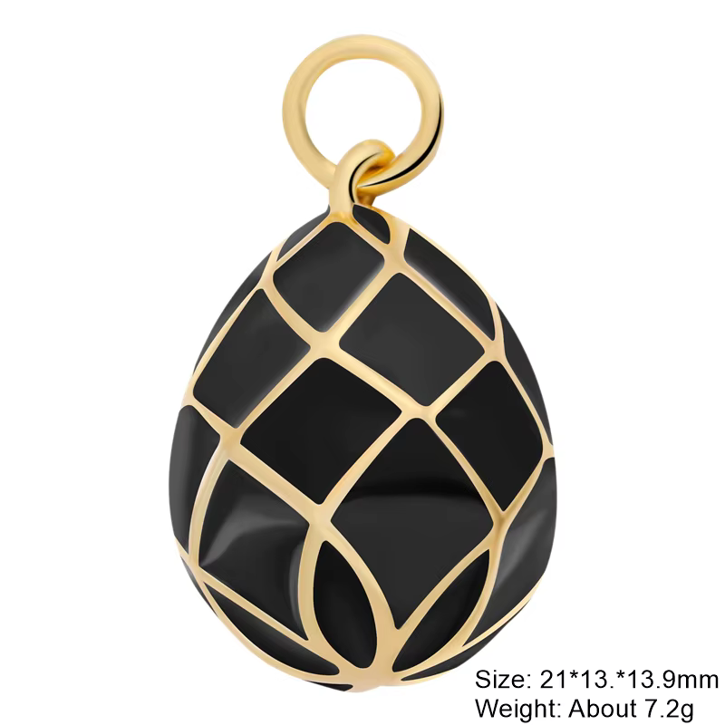 Juya 18K véritable plaqué or artisanat émail décorations fournitures creux ovale fleur royale breloq