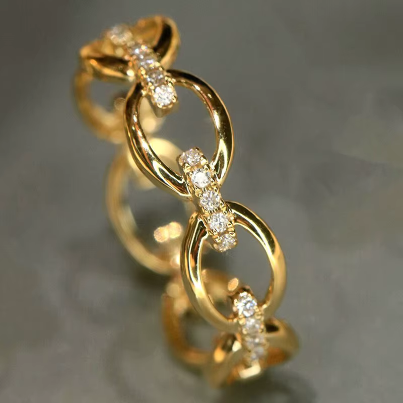 Bague pour femme Huitan à maillons de chaîne, couleur or, accessoires de mariage et de fiançailles, 